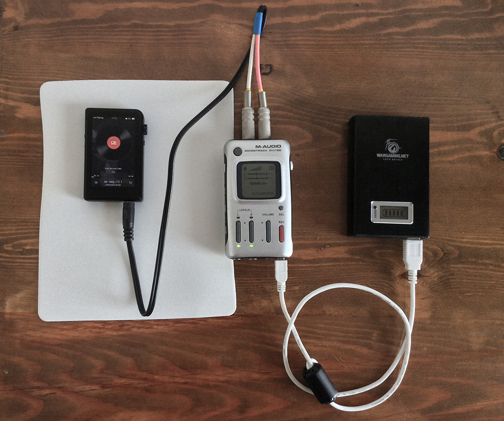 Recording of SE test sequences from headphone jack of M2s portable player
