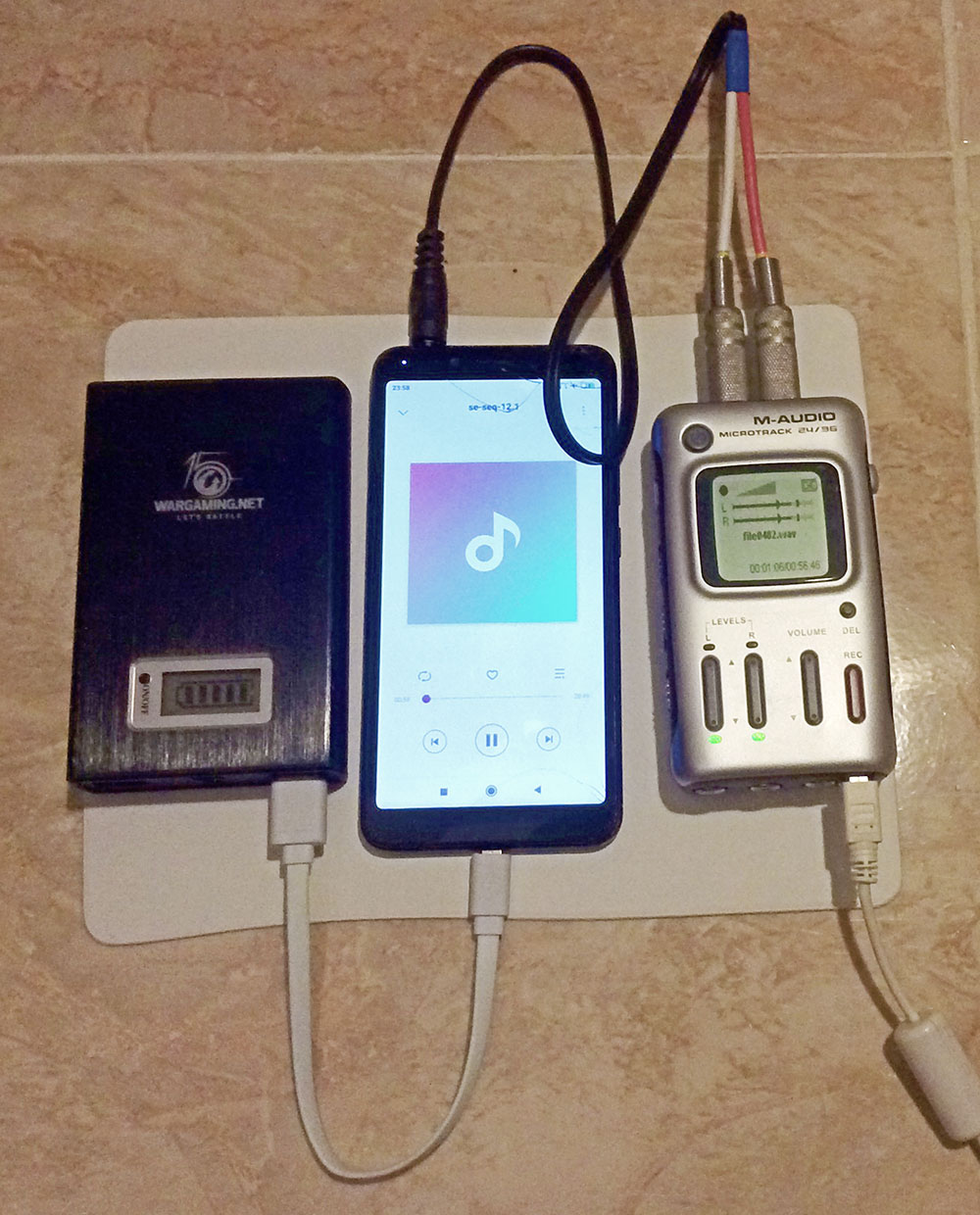 Recording of SE test sequences, played back by Xiaomi Redmi 6A smartphone